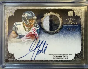 2010 Topps Five Star Golden Tate 3 Color Rookie Patch Auto /90 Seahawks front