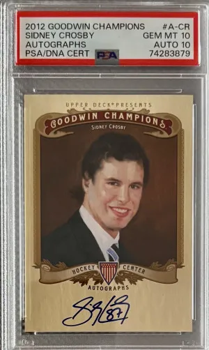2012 Goodwin Champions Autographs PSA 10/10 Sidney Crosby Hard Signed front