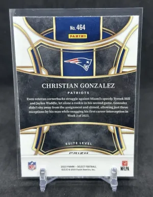 Christian Gonzalez 2023 Panini Select Suite Level Silver Prizm Rookie #464 back