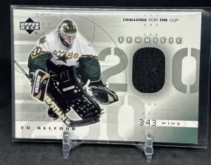 Ed Belfour 2001-02 UD Challenge For The Cup Terrific 200 Jersey Relic #T-EB front