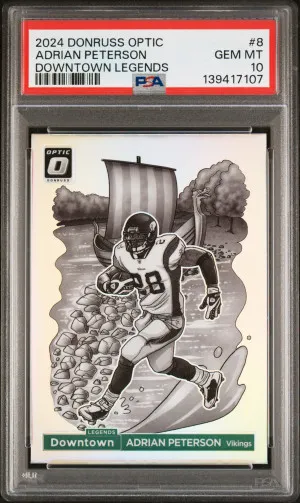 2024 Panini Donruss Optic Downtown Legends Adrian Peterson PSA 10 front