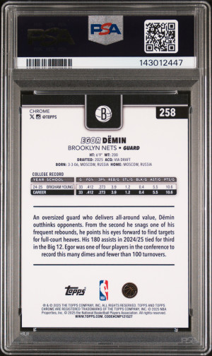 2025 Topps Chrome Egor Demin Orange Raywave back
