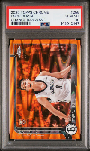 2025 Topps Chrome Egor Demin Orange Raywave front