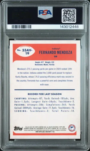 2025 Bowman University Chrome 1955 Bowman Fernando Mendoza back