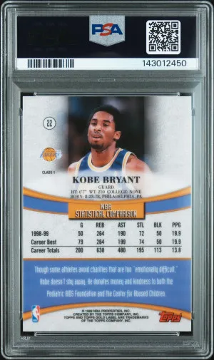1999 Topps Gold Label Class 1 Kobe Bryant Class 1 back