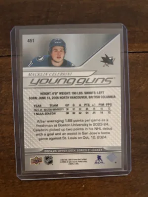 2024-25 Series 2 Macklin Celebrini #451 back