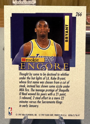 96-97 Fleer Ultra Rookie Encore Kobe Bryant back