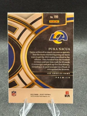 2023 Panini Select - Concourse Puka Nacua #56 Red & Blue Prizm Die-Cut (RC)🔥📈 back