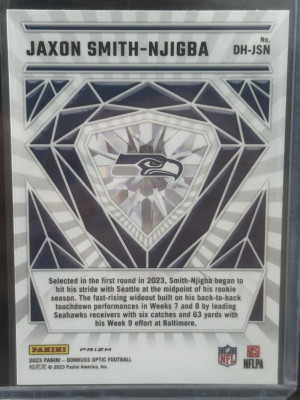 2023 Optic Jaxon Smith Njigba Diamond Hands Holo back