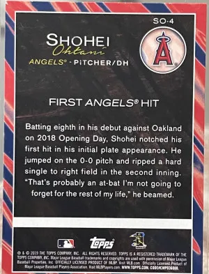 2019 Topps Update Series Shohei Ohtani Player Highlights #SO-4 back