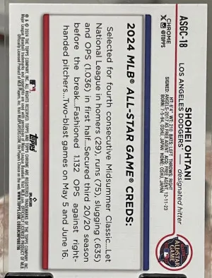 2024 Topps Chrome Shohei Ohtani #ASGC-18 All Star Game Dodgers Refractor MVP SP back