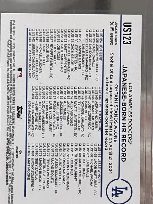 2024 Topps Update Series - Season Highlights Checklist Shohei Ohtani #US123 back