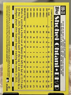 2025 Topps Update Series - 1990 Topps Baseball Shohei Ohtani #U90-33 Refractor back