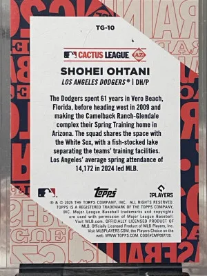 2025 Topps Series 1 - Training Grounds ShoheiOhtani #TG-10 back