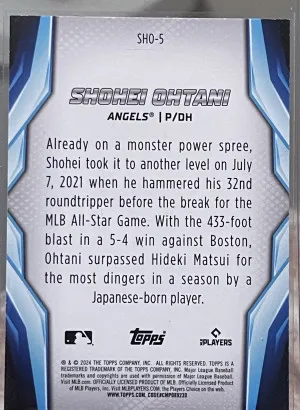 2024 Topps Baseball Japan Edition Shotime Shohei Ohtani #SHO5 back