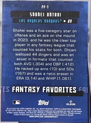 2024 Topps Series 2 - Fantasy Favorites ShoheiOhtani #FF-1 Blue back