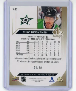 2024-25 SP Authentic Miro Heiskanen Spectrum FX Gold 4/50 #S-22 back