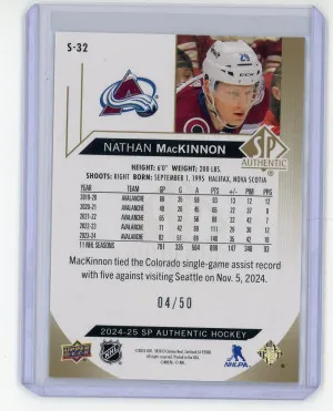 2024-25 SP Authentic Nathan MacKinnon Spectrum FX Gold 4/50 #S-32 back