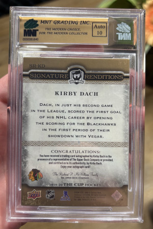 2019-20 Upper Deck The Cup Signature Renditions #SRKD Kirby Dach MNT 9 back