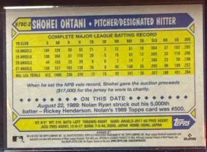 2022 Topps Chrome 1987 Topps Baseball Shohei Ohtani #87BC-2 back
