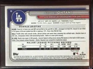 2024 Bowman Shohei Ohtani #33 Neon Green Border /399 Dodgers Angels MVP GOAT back