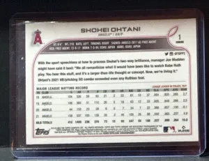 2022 #1 Shohei Ohtani Topps Chrome Baseball Pink Refractor Los Angeles Angels back
