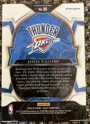 Jaylin Williams Red Asia Rookie Card back