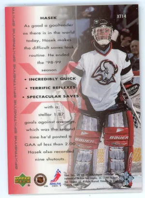 1999-00 SPx Dominik Hasek SPXtreme #XT14 back