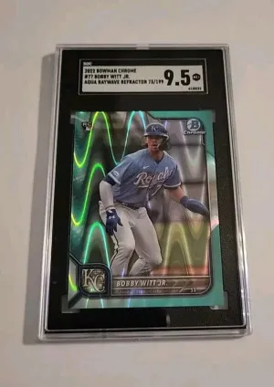 2022 bowman chrome bobby witt jr. RC Aqua raywave Refractor /199 royals front