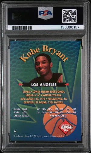 1996 Collector's Edge Rookie Rage Kobe Bryant Rookie Rage back