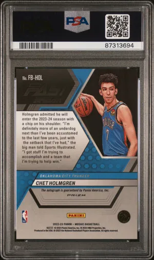2022 Panini Mosaic Autographs Fast Break Chet Holmgren Autographs Fast Break back