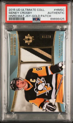 2015 Upper Deck Ultimate Collection Honoured Materials Jerseys Sidney Crosby Hnrd.mat.jsy-Gold Patch front