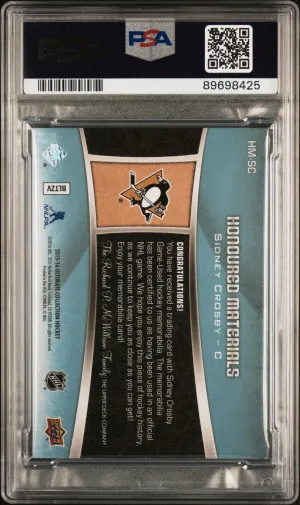 2015 Upper Deck Ultimate Collection Honoured Materials Jerseys Sidney Crosby Hnrd.mat.jsy-Gold Patch back