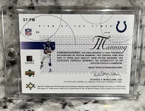 2002 Upper Deck SP Football Sign Of The TImes Autograph #ST-PM Peyton Manning back