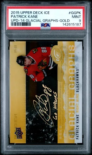 Patrick Kane 2015 Upper Deck Ice Update Upd-'14 Glacial Graphs-Gold front