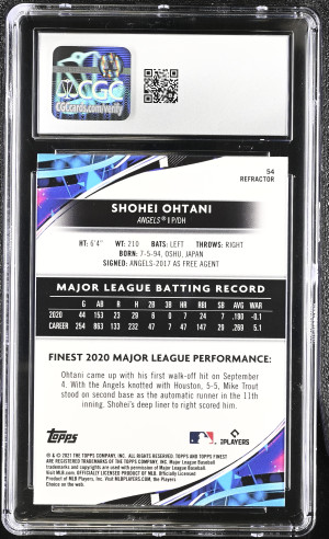 2021 Topps Finest #54 Shohei Ohtani CGC 10 back