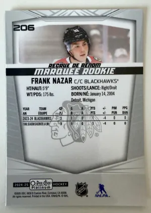 2025 O-Pee-Chee Platinum Frank Nazar Rookie back