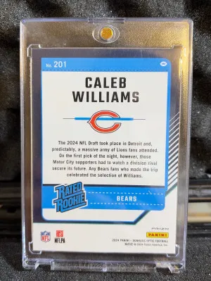 2024 Panini Optic CALEB WILLIAMS GREEN VELOCITY RATED ROOKIE SSP back