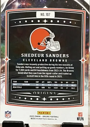 2025 Panini Origins - Rookies Shedeur Sanders, Shedeur Sanders #107 (RC) back