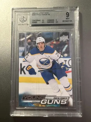 2022-23 Upper Deck #228 Owen Power Young Guns RC BGS 9 front