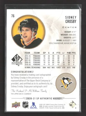 2020-21 SP Authentic Sidney Crosby #76 back