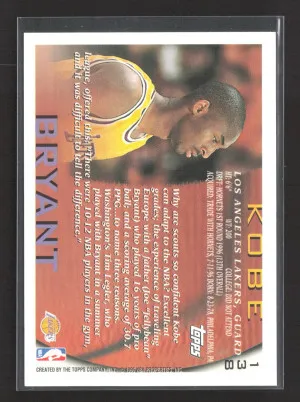 1996-97 Topps Kobe Bryant #138 [Base] back