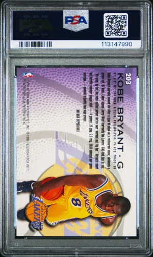 1996 Fleer Kobe Bryant #203 PSA 9 back