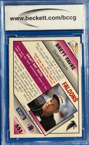 1991 Pacific Brett Favre #551 [Base] Rookie BCCG 10 back