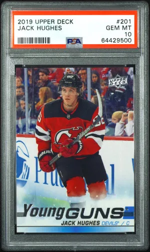 2019 Upper Deck Jack Hughes PSA 10 Young Guns front