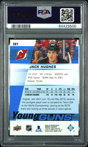 2019 Upper Deck Jack Hughes PSA 10 Young Guns back