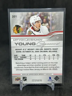 Artyom Levshunov 2025-26 Upper Deck Series 1 Young Guns Rookie YG RC #201 back