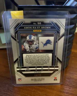 2022 Panini Prizm Amon-Ra St. Brown #98 Blue Camo (04/25) 2nd Year back