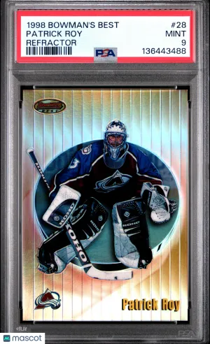 1998-99 Bowman's Best Patrick Roy #28 Refractor 165/400 PSA 9 front