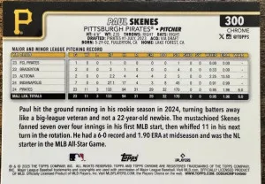 2025 Topps Chrome Paul Skenes Rookie Cup Image Variation Refractor #300 Pirates back